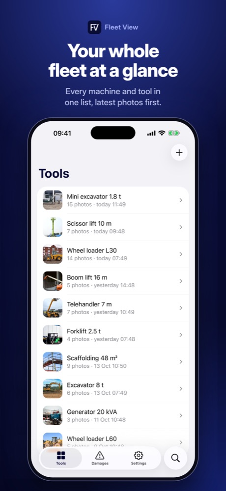 Tool list with the newest photos first